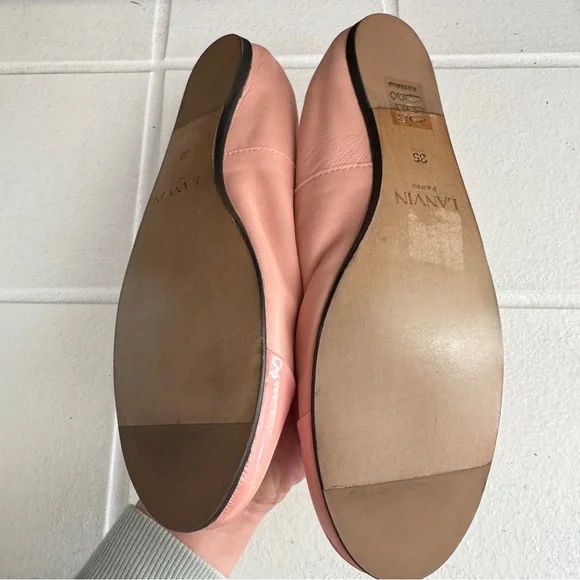 LANVIN Ballerina Flats Patent Cap Toe Rose Bubblegum Pink Size 35 - Picture 3 of 6